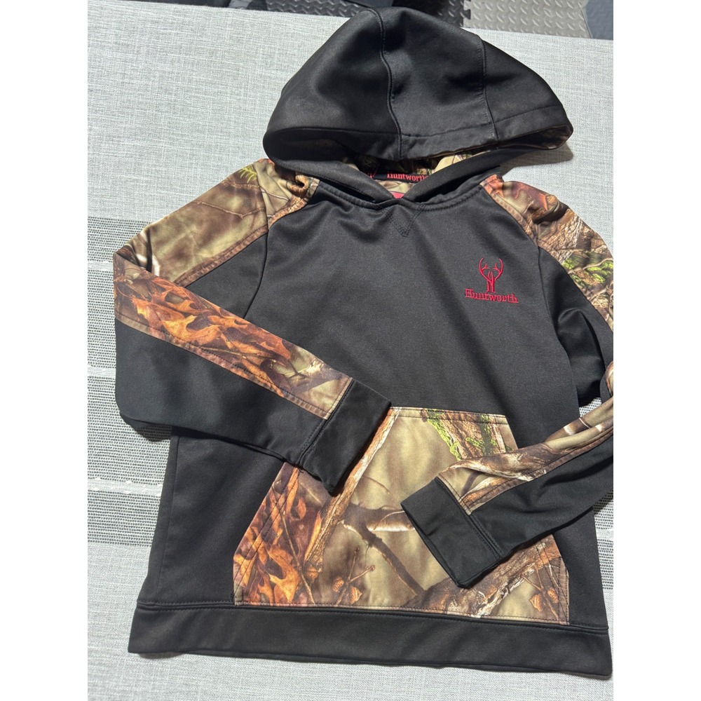 Huntworth Kids Black Camo Hoodie Sweatshirt Youth Size‎ Small